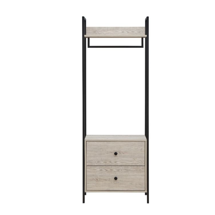 Zahra Open Wardrobe with 2 Drawers – Ash Oak – image 3