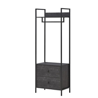 Zahra Open Wardrobe with 2 Drawers – Black – image 1
