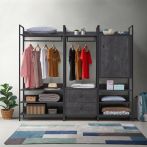 Zahra Open Wardrobe with 2 Drawers – Black – image 5