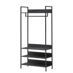 Zahra Wide Open Wardrobe with 4 Shelves – Black – image 4