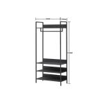 Zahra Wide Open Wardrobe with 4 Shelves – Black – image 5