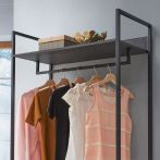 Zahra Wide Open Wardrobe with 4 Shelves – Black – image 6