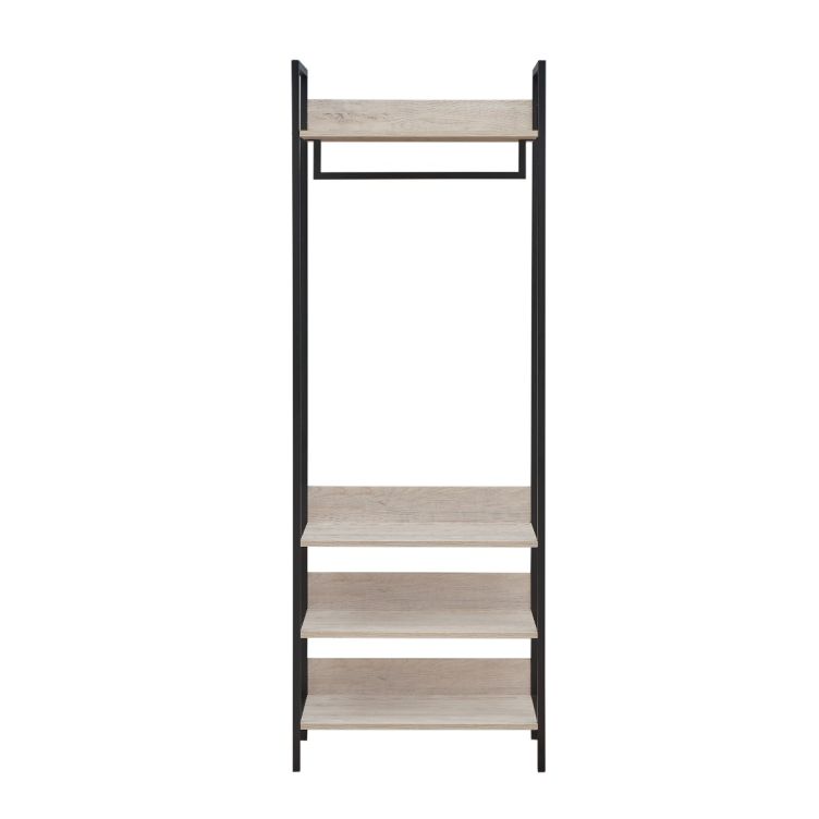 Zahra Narrow Open Wardrobe with 4 Shelves – Ash Oak – image 1