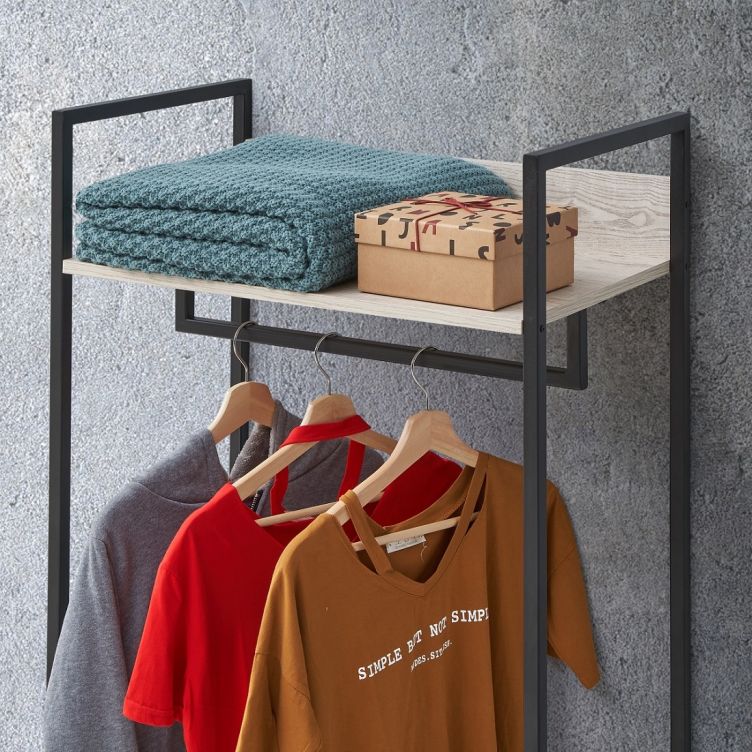 Zahra Narrow Open Wardrobe with 4 Shelves – Ash Oak – image 3