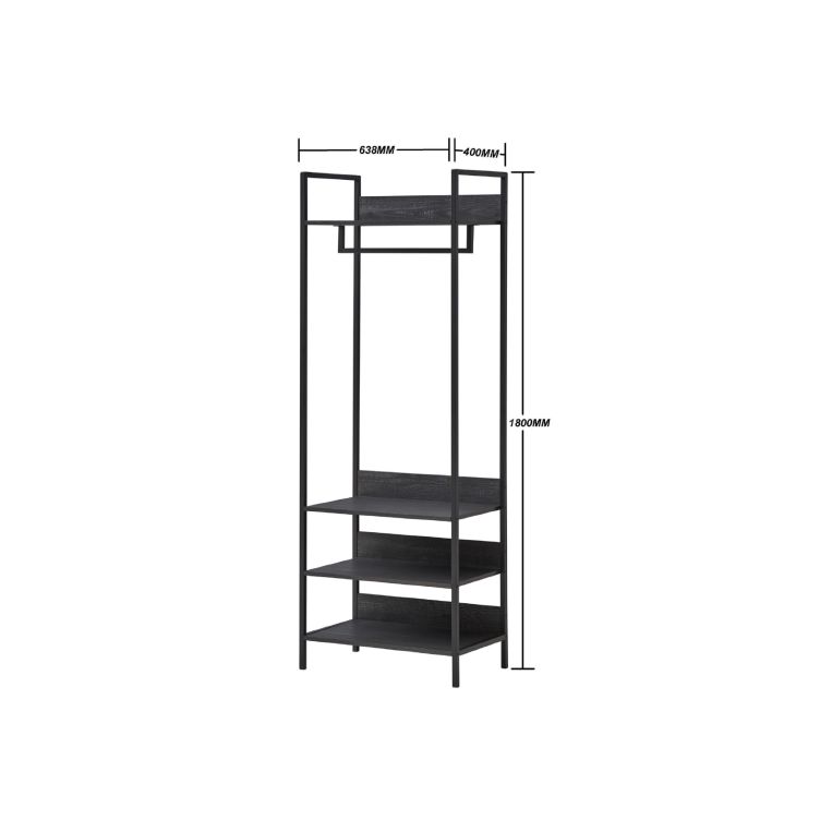 Zahra Narrow Open Wardrobe with 4 Shelves – Black – image 3
