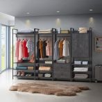 Zahra Narrow Open Wardrobe with 4 Shelves – Black – image 5