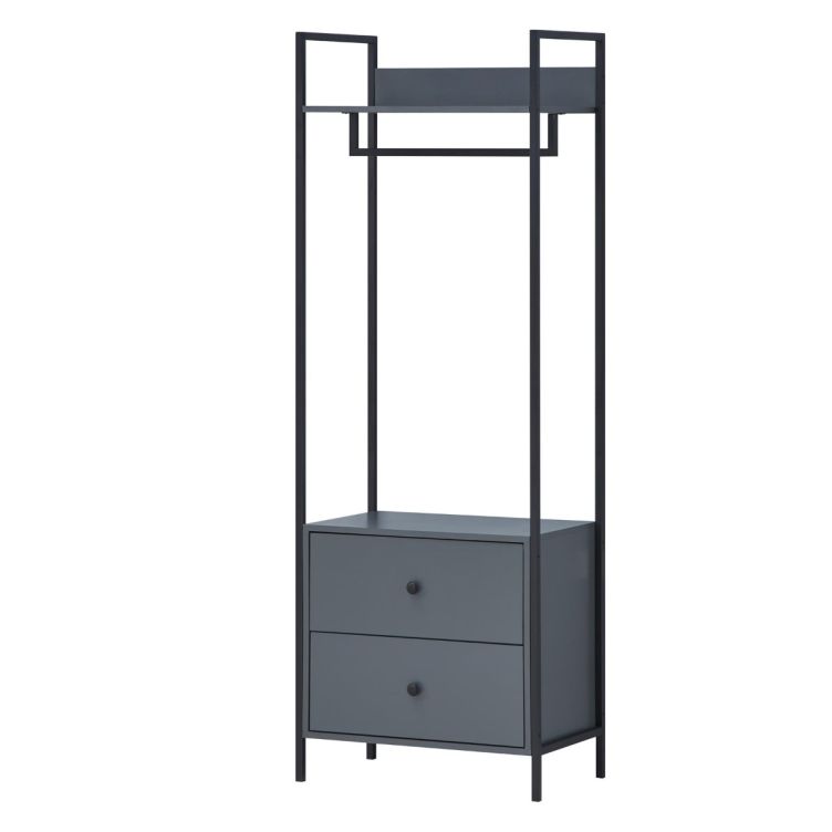 Zahra Open Wardrobe with 2 Drawers – Dark Grey – image 3