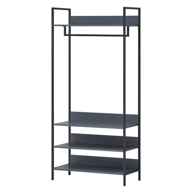Zahra Wide Open Wardrobe with 4 Shelves – Dark Grey – image 3