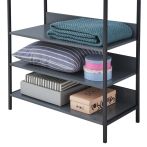 Zahra Wide Open Wardrobe with 4 Shelves – Dark Grey – image 7