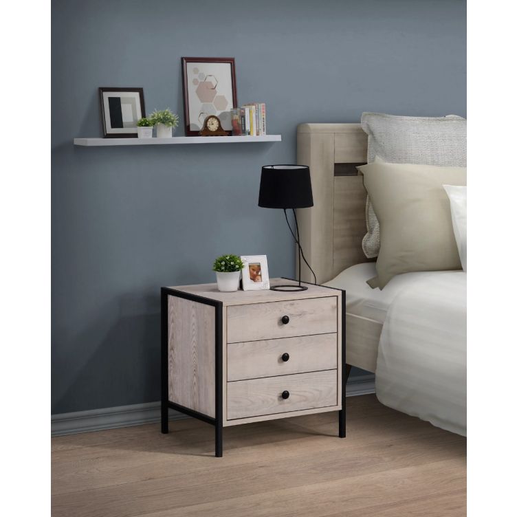 Zahra 3 Drawer Nightstand - Ash Oak - image 1