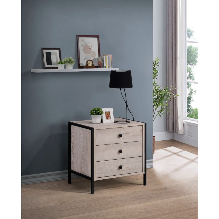 Zahra 3 Drawer Nightstand - Ash Oak - image 2