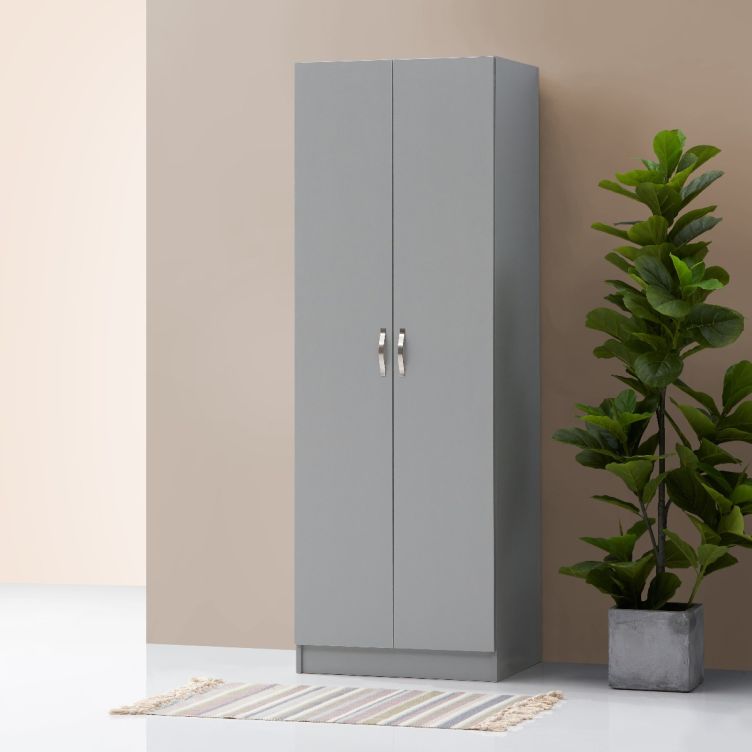 Essentials 2 Door Wardrobe – Light Grey – image 1