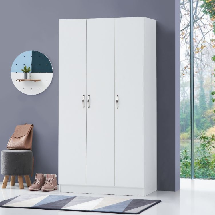 Essentials 3 Door Double Wardrobe – White – image 1