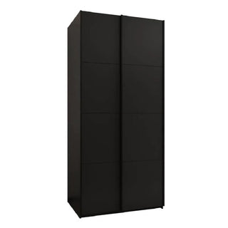 CHOICEWARDROBE Tressaro Black Sliding Wardrobe – 2 Door | 100cm Wide | Minimalist Matte Finish