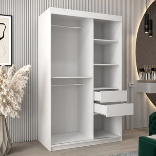 Tavira II Mirrored Wardrobe 2 Sliding Doors 120cm In White