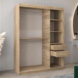 Tavira II Mirrored Wardrobe 2 Sliding Doors 150cm In Sonoma Oak