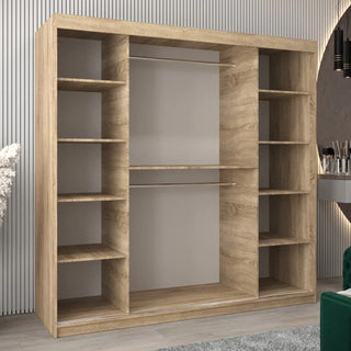 Tavira II Mirrored Wardrobe 2 Sliding Doors 200cm In Sonoma Oak