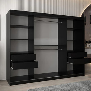 Tavira II Mirrored Wardrobe 3 Sliding Doors 250cm In Black