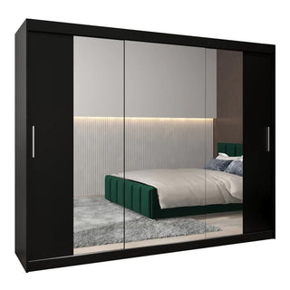 Tavira II Mirrored Wardrobe 3 Sliding Doors 250cm In Black