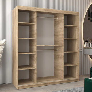 Tavira III Mirrored Wardrobe 2 Sliding Doors 180cm In Sonoma Oak