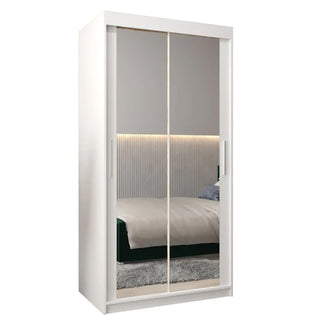 Tavira III Mirrored Wardrobe 2 Sliding Doors 100cm In White