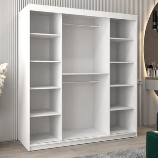 Tavira III Mirrored Wardrobe 2 Sliding Doors 180cm In White