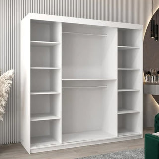 Tavira III Mirrored Wardrobe 2 Sliding Doors 200cm In White