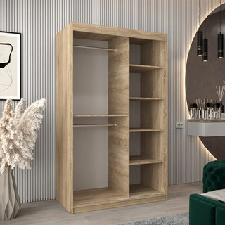 Tavira I Mirrored Wardrobe 2 Sliding Doors 120cm In Sonoma Oak