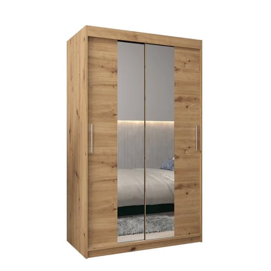 2-door sliding mirrored wardrobe in Artisan Oak