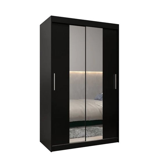 CHOICEWARDROBE Tavira I Black Mirrored Sliding Door Wardrobe 120cm