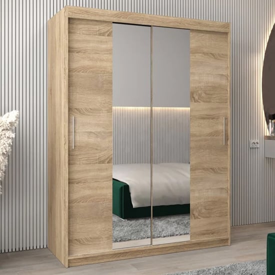 CHOICEWARDROBE Tavira I 150cm Sonoma Oak mirrored sliding door wardrobe