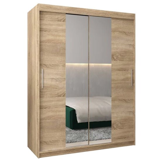 CHOICEWARDROBE Tavira I 150cm Sonoma Oak mirrored sliding door wardrobe