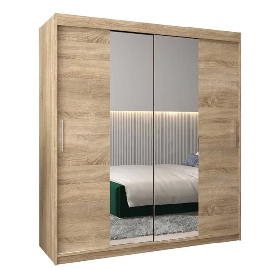 TAVIRA I 180cm Sonoma Oak sliding door wardrobe with 2 mirrored doors