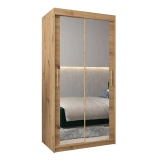 Tavira III Artisan Oak 100cm mirrored sliding door wardrobe