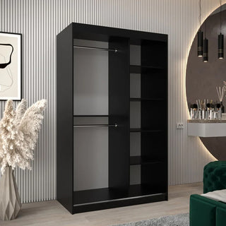 Tavira I Mirrored Wardrobe 2 Sliding Doors 120cm In Black