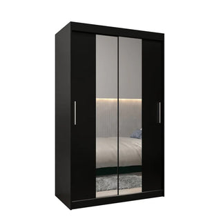 Tavira I Mirrored Wardrobe 2 Sliding Doors 120cm In Black
