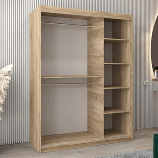 Tavira I Mirrored Wardrobe 2 Sliding Doors 150cm In Sonoma Oak