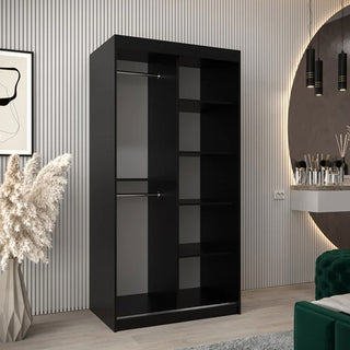 Tavira Wooden Wardrobe 2 Sliding Doors 100cm In Black