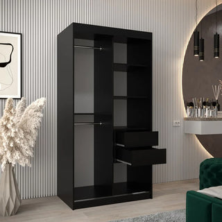 Tavira Wooden Wardrobe 2 Sliding Doors 100cm In Black