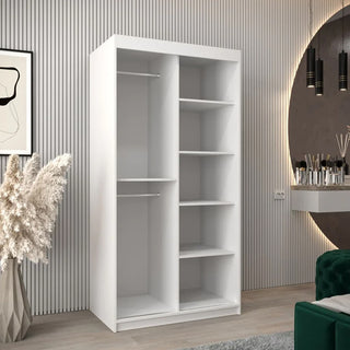 Tavira Wooden Wardrobe 2 Sliding Doors 100cm In White