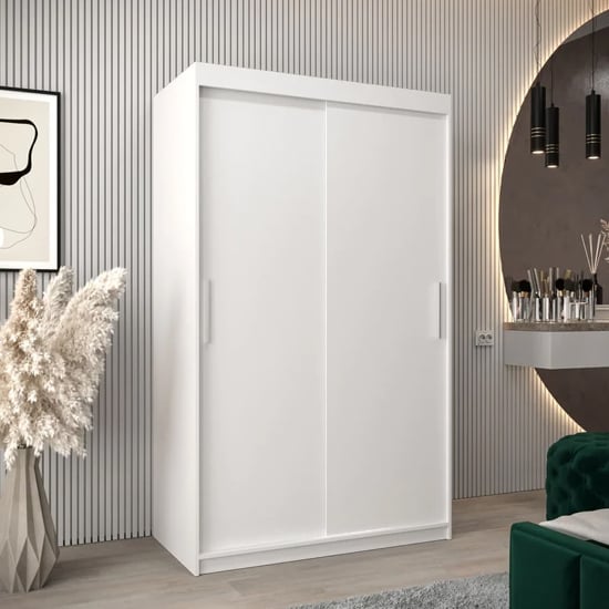 Tavira 120cm white sliding door wardrobe