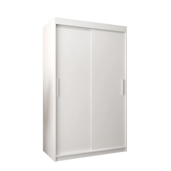 White 120cm wardrobe with two sliding doors