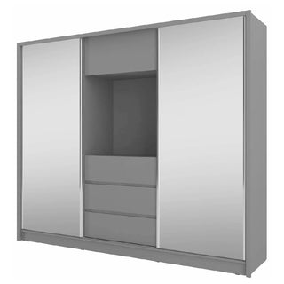Telluride Mirrored Wardrobe With 2 Sliding Doors In Graphite