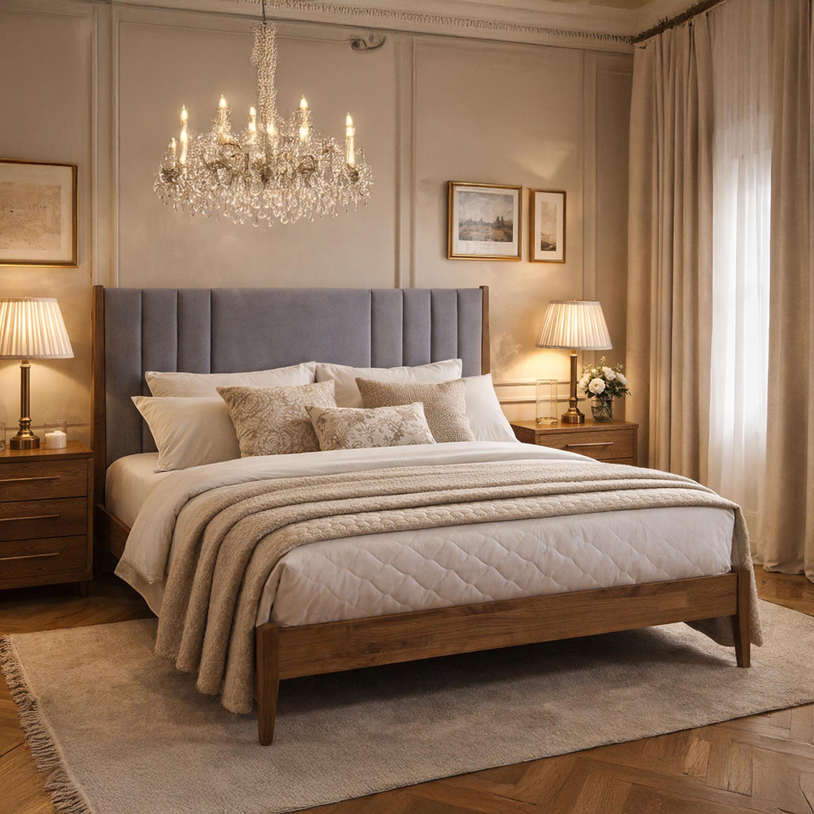 Time Living Cheslyn Velvet Bed – Dark Grey