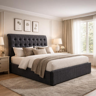 Time Living Hamilton Upholstered Bed – Dark Grey