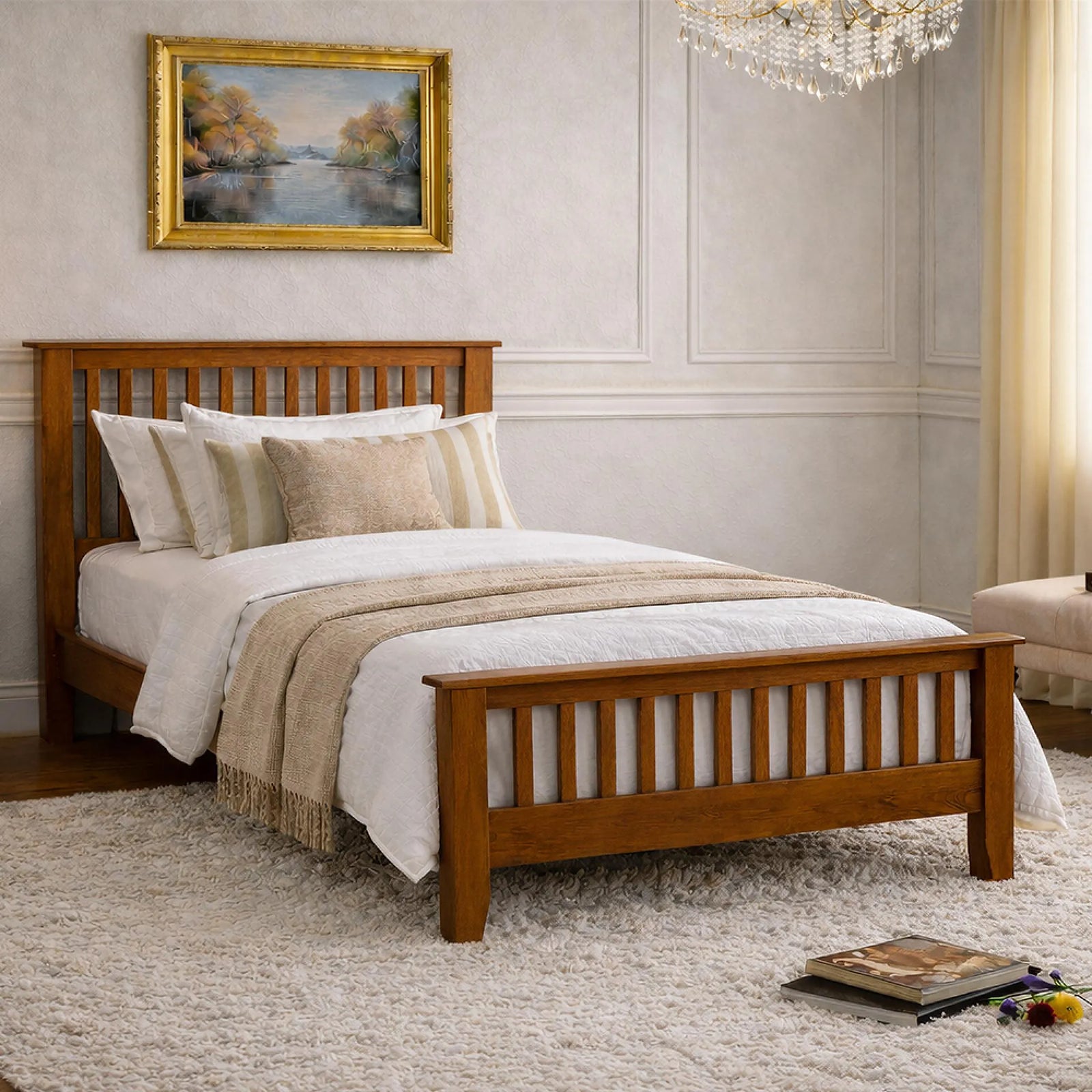 Time Living Turin Wooden Bed – Honey Oak