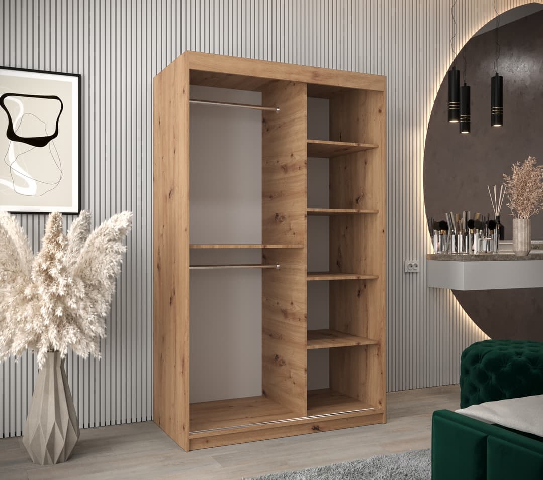 Tokyo II Sliding Door Wardrobe 120cm - Oak Artisan — view 3