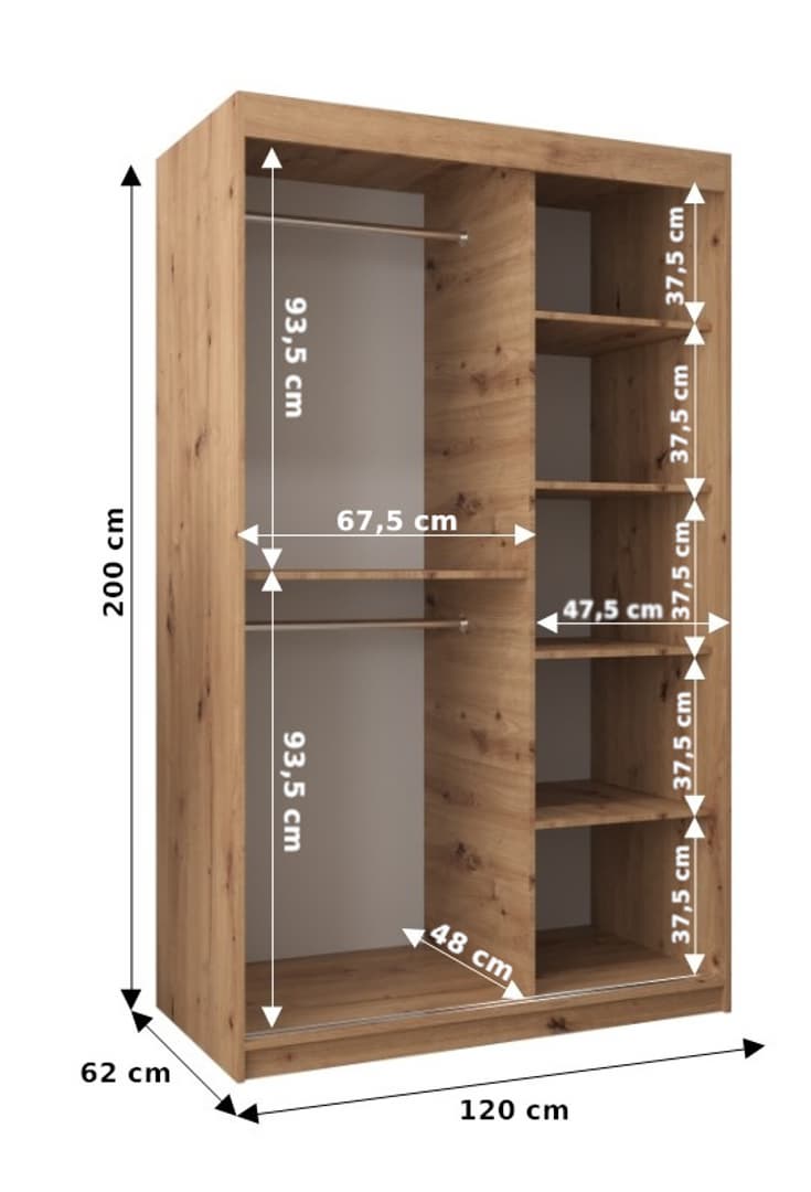 Tokyo II Sliding Door Wardrobe 120cm - Oak Sonoma — view 5