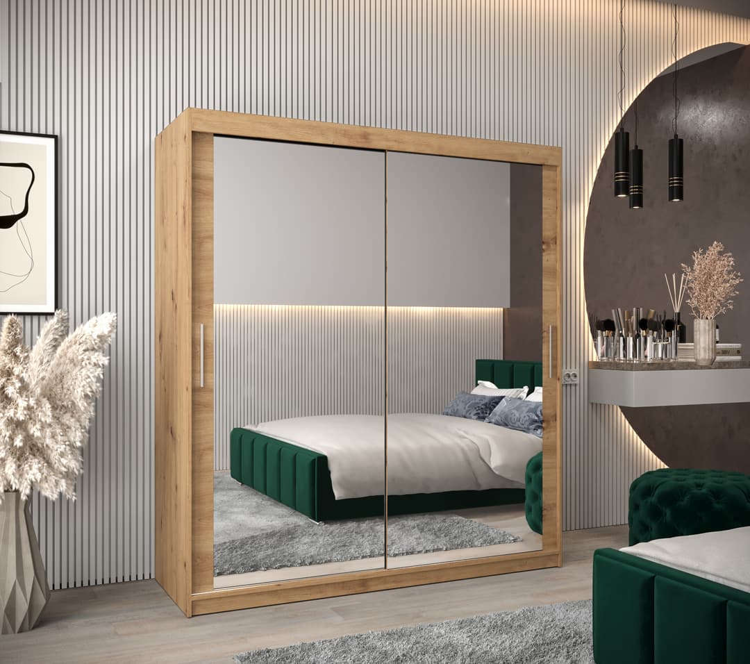 Tokyo III Sliding Door Wardrobe 180cm - Oak Artisan — view 2