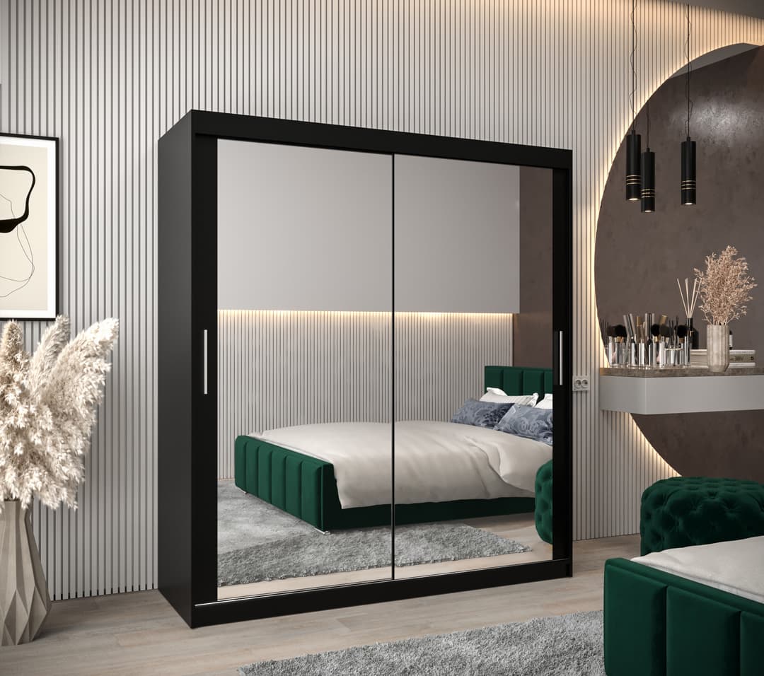 Tokyo III Sliding Door Wardrobe 180cm - Black — view 2